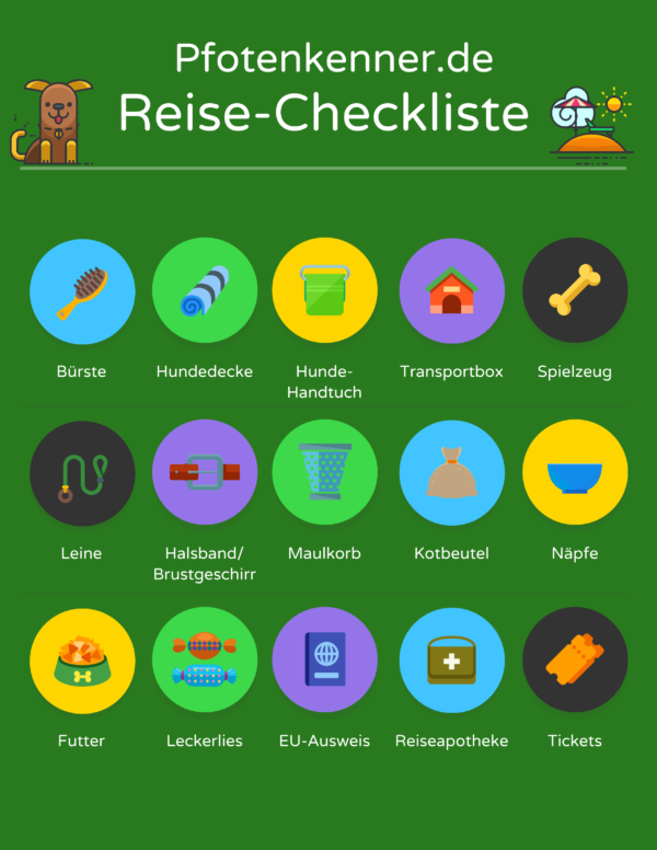 Pfotenkenner.de-Reise-Checkliste Reisecheckliste für Hunde